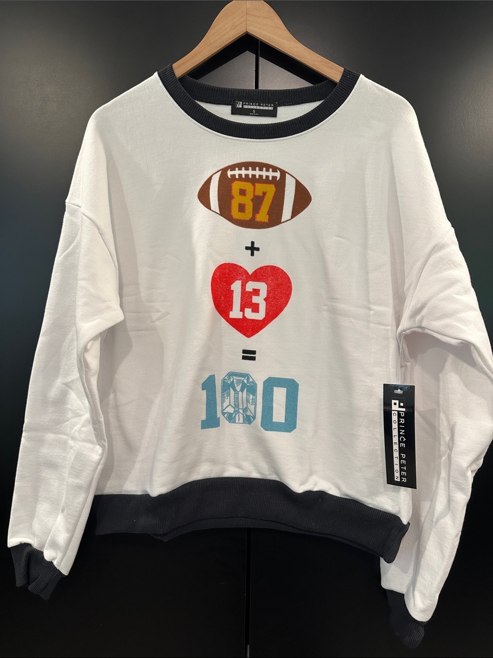 NEW Prince Peter Collection Travis Kelce + Taylor Swift Sweatshirt 87 + 13 =100.
